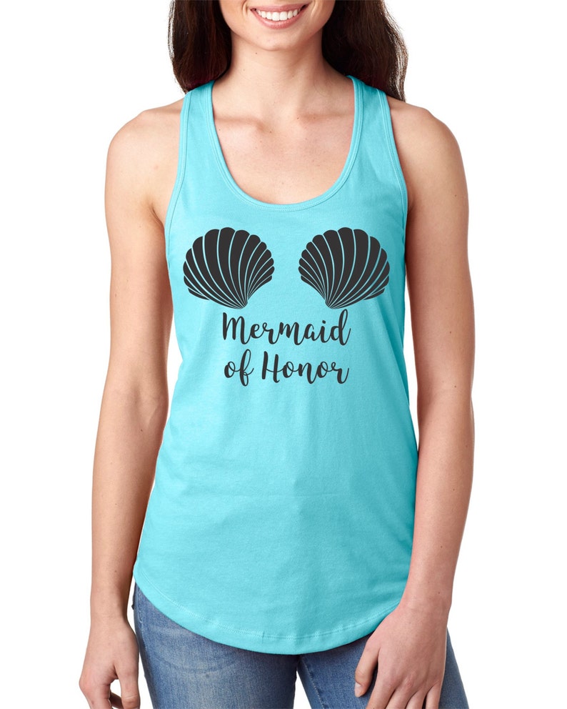 Matching Bridal Party Tanks Mermaid Shell Tank Top Beach Bachelorette Sea Shell Tank Nautical Wedding Tank Mermaid Bride Shirt image 3