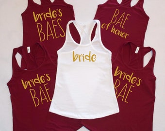 Brides Baes, Bridesmaid Shirts, Bachelorette Party Shirts, Bridal Party shirts - Tank Top, Crew Neck and V neck - Wedding Party shirts