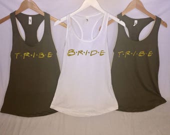 Friendly Bachelorette Tanks, Bridal Party Tanks, Bridesmaid Tanks, Bride Tank Top, Maid of Honor - Bridal party shirts - V necks, Crew necks