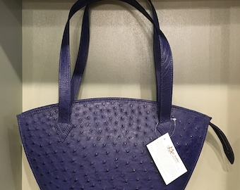 Marine blue large ostrich purse