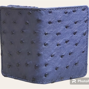 Ostrich Leather Bi-Fold Card Holder Multiple Colors