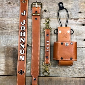 Firefighter-Radio Strap & Holster (Full Set)   (English Tan) Custom Personalized Firefighter/EMS-Firefighter Gift