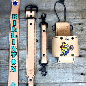 Firefighter-Radio Strap & Holster (Full Set)   (Natural) Custom Personalized Firefighter/EMS-Firefighter Gift