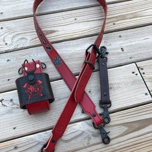Firefighter-Radio Strap & Holster (Full Set)   (RED) Custom Personalized Firefighter/EMS-Firefighter Gift