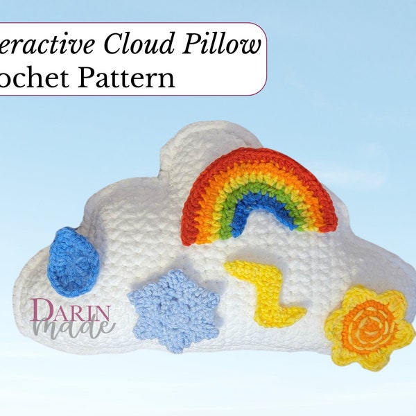 Interactive Weather Cloud Pillow Crochet Pattern - Weather Crochet Pattern - Cloud Crochet