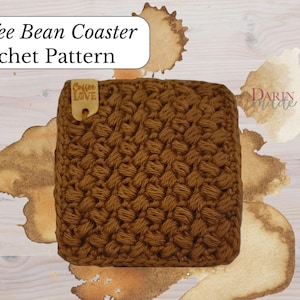 Coffee Bean Coaster Crochet Pattern -- Coffee Themed Crochet Pattern - - Crocheted Coaster