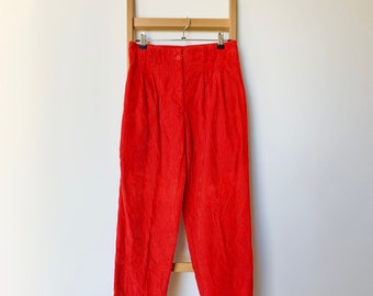 Vintage 1980’s High Waisted Red Corduroy Jeans
