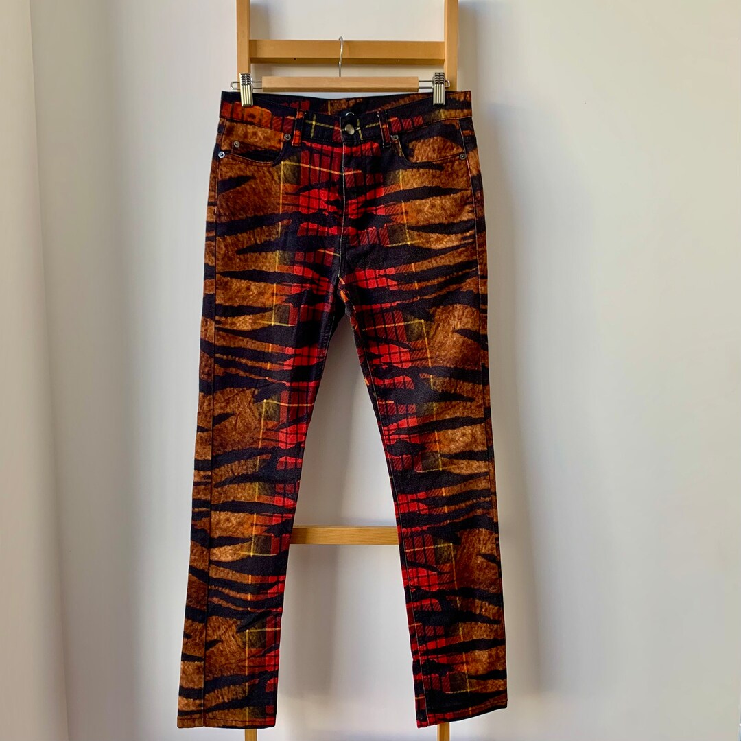 Alexander Mcqueen Tiger and Tartan Print Skinny High Waisted Jeans