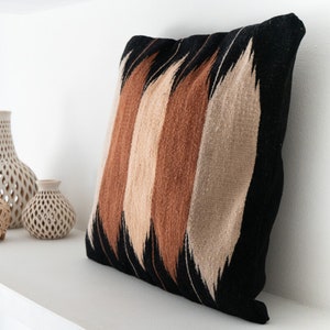 Black Zapotec Pillows Decorative Cushions Boho Pillows Mexican Woven Wool Cushion