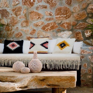 Oaxaca Pillow, Handmade Mexican Cushion, Decorative Throw Pillow, Handwoven Wool cushion, image 1