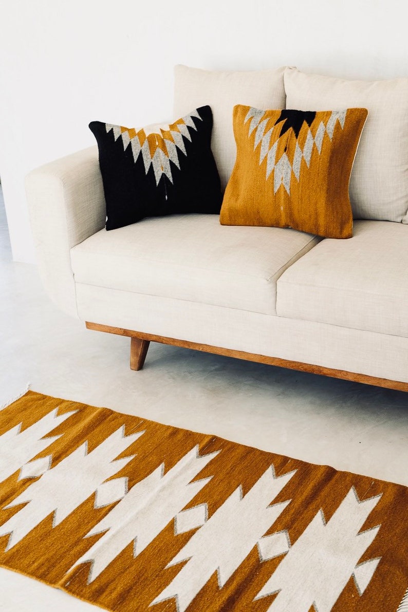 Mexican Rug, Handwoven Mexican Rug, Oaxacan wool rug, wool accent rug, handwoven accent rug, living room area rug image 5