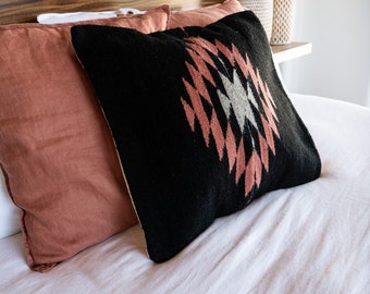 Relampago woven wool pillow, Handmade Mexican Pillow, Decorative Throw Pillow, Handwoven Wool cushion, Boho throw pillow, textile pillow