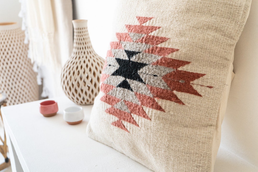 Zapotec Woven Wool Cushion, Decorative Throw Pillow, Mexican Textile ...