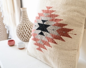 Zapotec Woven Wool Cushion, Decorative Throw Pillow, Mexican Textile Cushion, Handwoven pillow, Boho pillow, Woven throw pillow