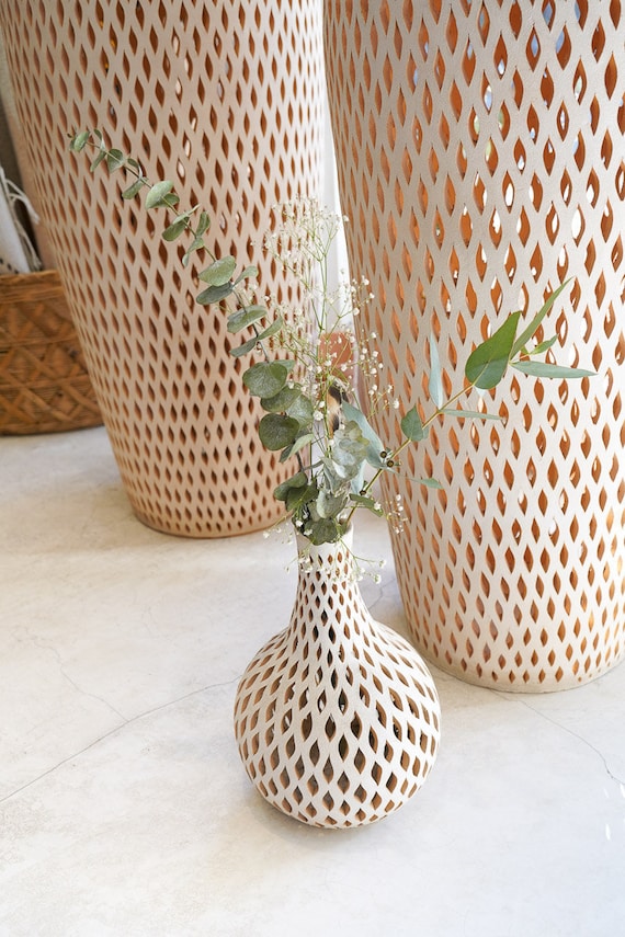 Decorative Vase Clay Vase Mexico Clay Pottery Vase Mexican White Clay Decorative Vase Small & Large