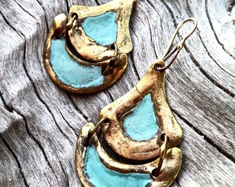 Handmade Bronze Earring Vintage Boho Jewelry - TLALLI Bronze Earrings