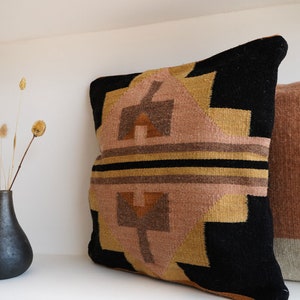 Ek Balam Handmade Mexican Pillow, Zapotec Woven Wool Cushion, Decorative Throw Pillow, Boho Pillow