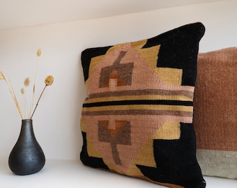 Ek Balam Handmade Mexican Pillow, Zapotec Woven Wool Cushion, Decorative Throw Pillow, Boho Pillow