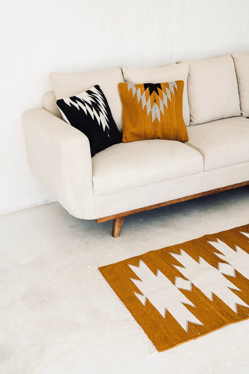 Mexican Rug, Handwoven Mexican Rug, Oaxacan wool rug, wool accent rug, handwoven accent rug, living room area rug image 9
