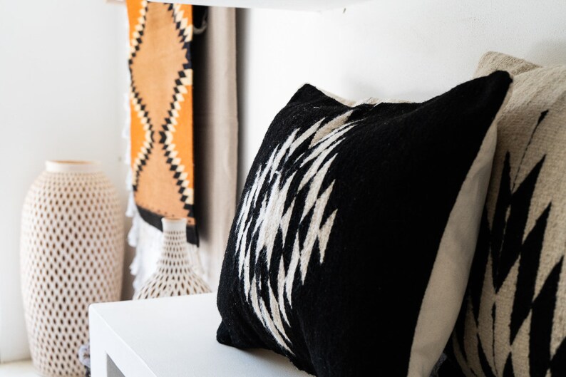 Zapotec Woven Wool Cushion Decorative Throw Pillow Mexican Etsy