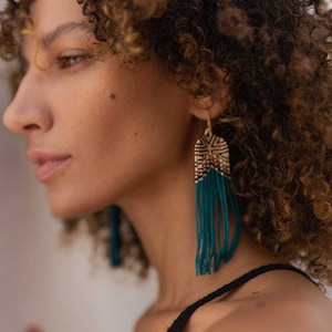 Boho Earrings, Mexican Beaded Earrings, Huichol Indian Earrings, Long ethnic Earrings, Tassel Earrings, Beaded Tribal Earrings - Africa