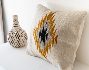 Zapotec Woven Wool Cushion, Decorative Throw Pillow, Mexican Textile Cushion, Handwoven pillow, Boho pillow, Woven throw pillow