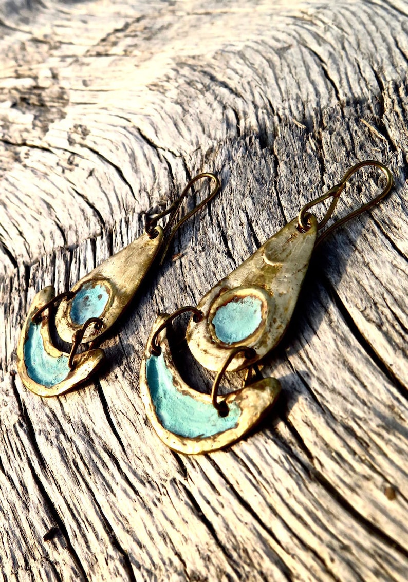 •MAVIS• patina gold dangle earrings