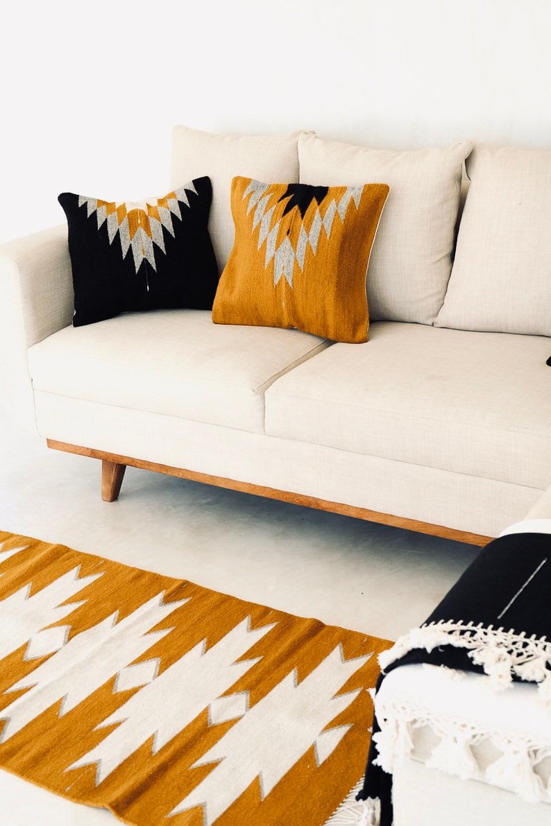 Mexican Rug, Handwoven Mexican Rug, Oaxacan wool rug, wool accent rug, handwoven accent rug, living room area rug image 7