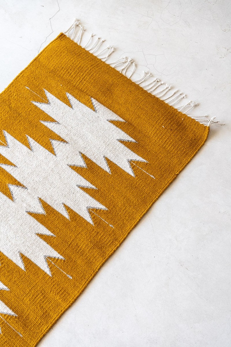 Mexican Rug, Handwoven Mexican Rug, Oaxacan wool rug, wool accent rug, handwoven accent rug, living room area rug image 1
