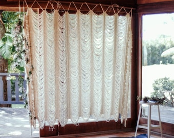 Boho Woven Cotton Curtain Macrame Wall Hanging, boho home decor, Wedding decor, boho wedding decor, boho wall art, macrame headboard