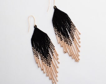 Mexican Beaded Earrings, boho beaded earrings, Huichol Indian Earrings,Long ethnic earrings, Tassel Earrings, Beaded Tribal Earrings,