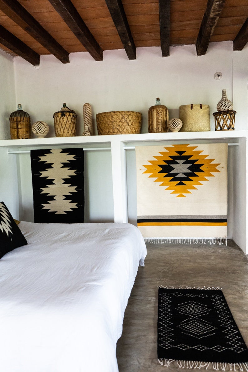 Mexican Rug Zapotec Diamond Rug Handmade Wool Rug Natural Etsy