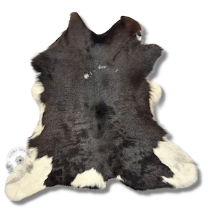Black & White  Calfskin Rug * Size 27 x 29 inches  - Premium Quality Cowhide Rug. Perfect for Leatherworking  and Artisan Creations