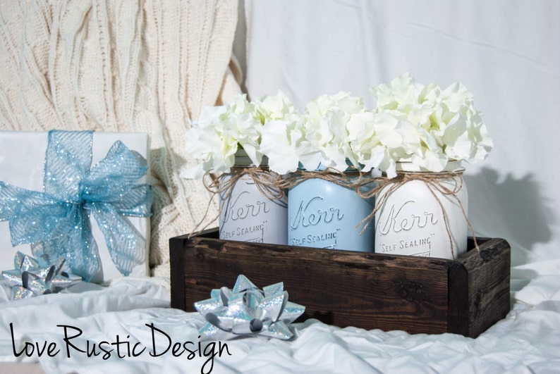 Rustic Mason Jar Centerpiece, Table Centerpiece, Rustic Home Decor, Mason Jar Decor, Mason Jar Centerpieces, Canada, Housewarming Gift image 2