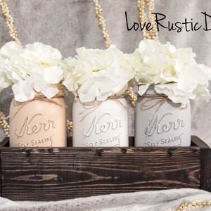 Rustic Mason Jar Centerpiece, Table Centerpiece, Rustic Home Decor, Mason Jar Decor, Mason Jar Centerpieces, Canada, Housewarming Gift image 1