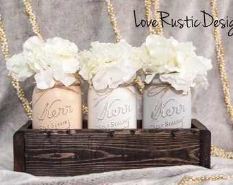 Rustic Mason Jar Centerpiece, Table Centerpiece, Rustic Home Decor, Mason Jar Decor, Mason Jar Centerpieces, Canada, Housewarming Gift