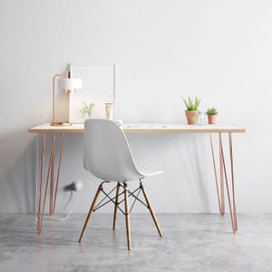 Hairpin Desk and Dining Table White Formica Birch Plywood & Our Best Selling Pins All Sizes image 4