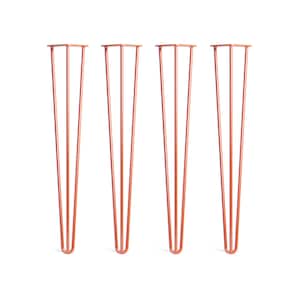 4 x Orange Hairpin Legs - All Sizes. Including FREE Screws and Protector feet