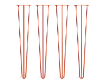 4 x Orange Hairpin Legs - All Sizes. Including FREE Screws and Protector feet