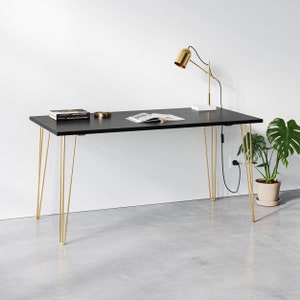 Black Ash Hairpin Table Brass