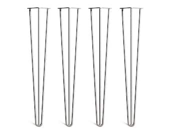 4 x Clear Coated Hairpin Legs - All Sizes. Including FREE Screws and Protector feet