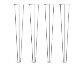 4 x Chrome Hairpin Legs - All Sizes. Including FREE Screws and Protector feet