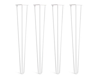 4 x White Hairpin Legs - All Sizes. Including FREE Screws and Protector feet