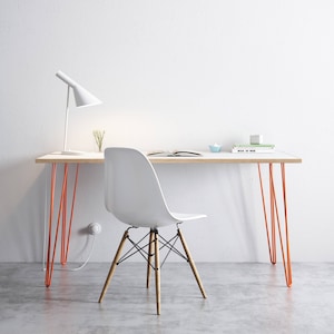 Hairpin Desk and Dining Table White Formica Birch Plywood & Our Best Selling Pins All Sizes image 7