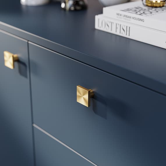 metal dresser knobs Square 30mm Furniture Knobs - Solid Metal Drawer Pulls and Handles -  Various Finishes