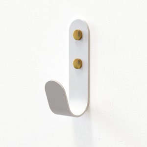 J Hook Metal Wall Hooks Various Colours White / Brass