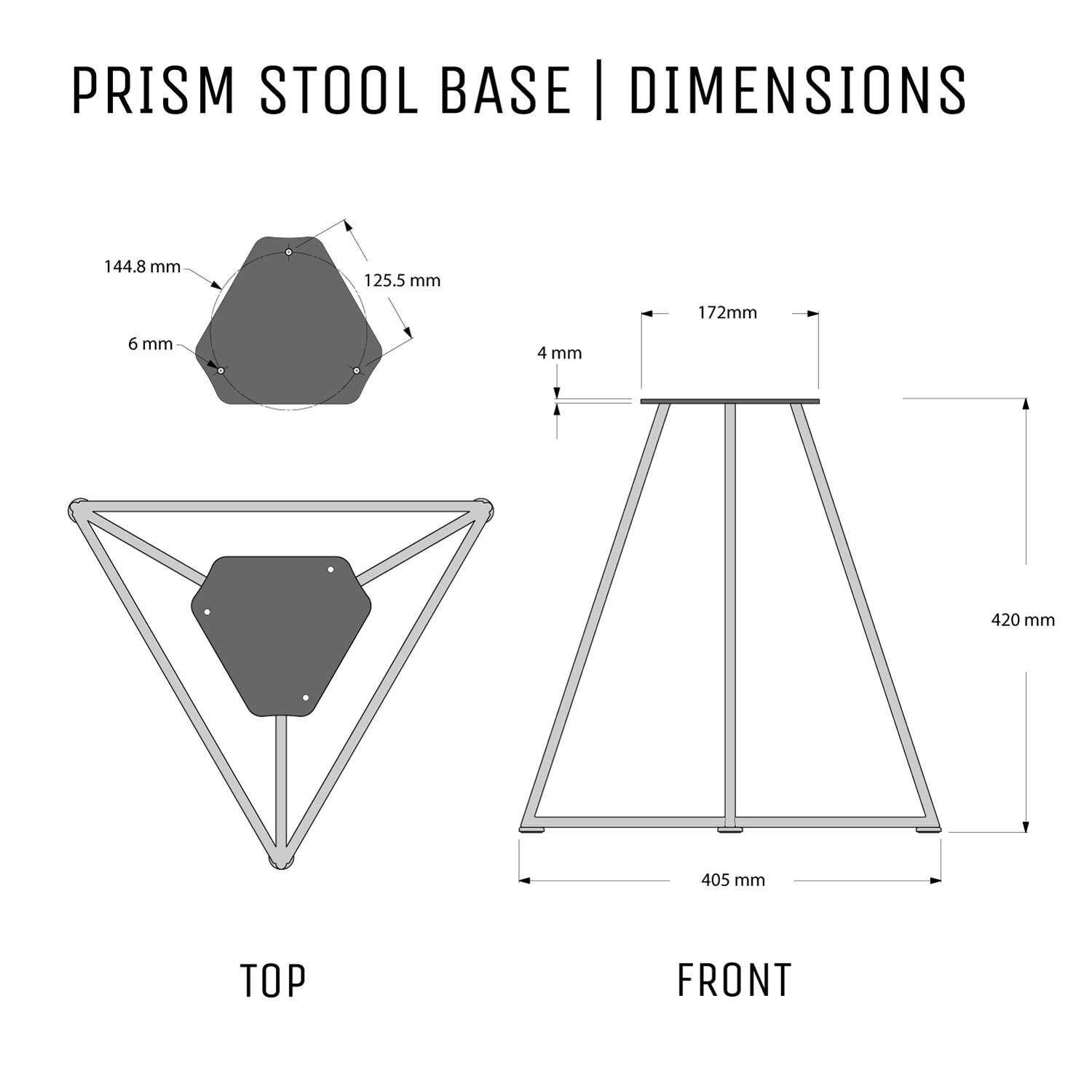 Prism Stool Base - Industrial Metal Stool - Powder Coat Finishes - Etsy