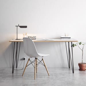 Hairpin Desk and Dining Table White Formica Birch Plywood & Our Best Selling Pins All Sizes image 2