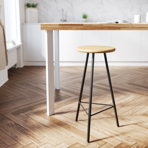 Nord Stool - High 73cm Bar Stool - Oak Top