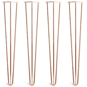 4 x Pernas de grampo de cabelo de cobre - todos os tamanhos. Incluindo parafusos e pés protetores GRÁTIS